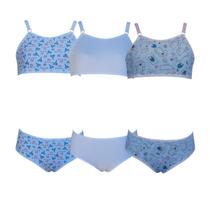 Kit 3 Conjunto Calcinha e Sutiã Infantil Juvenil Algodão