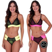 Kit 3 Conjunto de Lingerie sem Bojo Neon Liliane