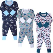 Kit 3 Conjunto De Roupa Pijama Infantil Menina E Menino - Bebe Maluco