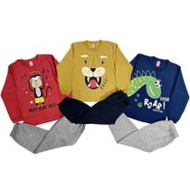 KIT 3 Conjunto Infantil de Inverno Sem Touca Agasalho Moletom Masculino 1 a 8 Anos