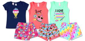 Kit 3 Conjunto Infantil Feminino Roupa de Verão Menina