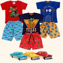 Kit 3 Conjunto Infantil Menino 6 Roupa Infantil 1 Brinquedo