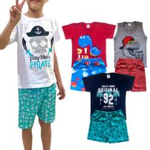 Kit 3 Conjunto Infantil Menino Roupa Verão Tamanho 2 ao 10