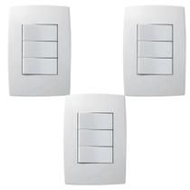 Kit 3 Conjunto Interruptor 3 Teclas Simples Pial Plus Kit 3 Conjunto Interruptor 3 Teclas Simples Pial Plus