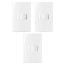 Kit 3 conjunto interruptor simples 4x2 10a 250v com placa margirus sleek branco
