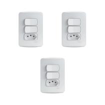 Kit 3 Conjunto Montado 2 Interruptores Simples E 1 Tomada 2P+T 10A Pb S3B69050 Branco Miluz Schneider Kit 3 Conjunto Montado 2 Interruptores Simples E 1 Tomada 2P+T 10A Pb S3B69050 Branco Miluz Schneider