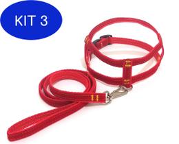 Kit 3 Conjunto Peitoral de Veludo liso vermelho tamanho 01