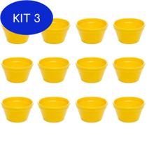 Kit 3 Conjunto Ramequim Vemplast 60Ml 12 Peças Amarelo