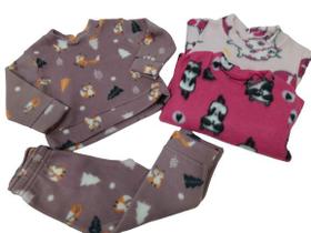 Kit 3 Conjunto Soft Menina Inverno Infantil Tam 1 2 3 Pijama