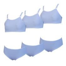 Kit 3 Conjunto Sutiã e Calcinha Menina Infantil Algodão Tamanho:PCor:Branco