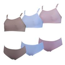 Kit 3 Conjunto Sutiã e Calcinha Menina Infantil Algodão Tamanho:PCor:Variados