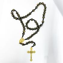 Kit 3 conjunto Terço religioso crucifixo N.S.A/S.C dourado proteção