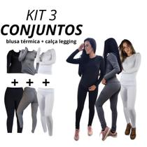 Kit 3 Conjunto Térmico Pelúciado Calça/Blusa Segunda Pele Proteção de Frio Intenso