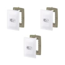 Kit 3 Conjunto Tomada 10A 250V Branco Horizontal Zeffia Pial Kit 3 Conjunto Tomada 10A 250V Branco Horizontal Zeffia Pial