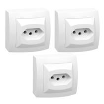 Kit 3 Conjunto Tomada 2p+t 10a 250v Sistema X Branco Pial Kit 3 Conjunto Tomada 2p+t 10a 250v Sistema X Branco Pial