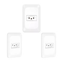 Kit 3 Conjunto Tomada 2P+T Branco pop 10a 250v 4x2 pial legrand LGX030 com placa e suporte