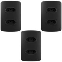 KIT 3 CONJUNTO TOMADA DUPLA 20a MARGIRIUS LINHA B3 PRETO