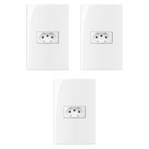 Kit 3 conjunto tomada horizontal 4x2 10a 2p+t 250v com placa margirus sleek branco Kit 3 conjunto tomada horizontal 4x2 10a 2p+t 250v com placa margirus sleek branco