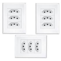 Kit 3 Conjunto Tomada Tripla 20a Evidence Branco Fame 3268