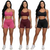 KIT 3 Conjunto Top Alça Fina Sem Bojo e Short Suplex Bella Fiore Treino Academia Fitness Musculação Tamanho:PCor:Rosa+V KIT 3 Conjunto Top Alça Fina Sem Bojo e Short Suplex Bella Fiore Treino Academia Fitness Musculação Tamanho:PCor:Rosa+V