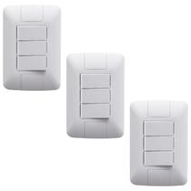 Kit 3 conjuntor interruptor paralelo 3 teclas 6a 250v tramontina aria branco com placa