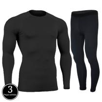 Kit 3 Conjuntos Blusa e Calça Térmica WLS Modas Proteção UV Segunda Pele Unissex Kit 3 Conjuntos Blusa e Calça Térmica WLS Modas Proteção UV Segunda Pele Unissex
