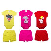 Kit 3 Conjuntos Body Baby Menina Roupa Bebê Mia Kids Tam P