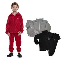 Kit 3 conjuntos casaco e calça esportivo agasalho infantil bebe uniforme inverno de frio peluciado