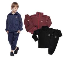 Kit 3 conjuntos casaco e calça esportivo agasalho infantil bebe uniforme inverno de frio peluciado
