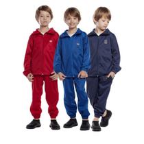 Kit 3 conjuntos casaco e calça esportivo agasalho infantil bebe uniforme inverno de frio peluciado