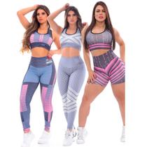 Kit 3 Conjuntos Femininos Para Academia Tendência Moda Fit - DL fitness