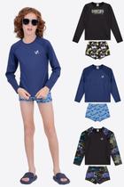 Kit 3 Conjuntos Infantil Estampas Menino Praia e Piscina
