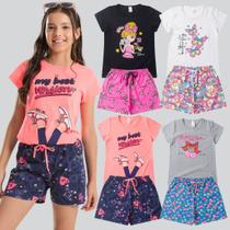 Kit 3 Conjuntos Infantil Juvenil Feminino Verão Roupa de Criança Juvenil Menina Tam. 12 ao 16 anos