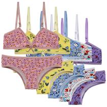 Kit 3 Conjuntos Infantil Lingerie Calcinha e Sutian sem Bojo Menina Moça Conforto Algodão Cotton Kit 3 Conjuntos Infantil Lingerie Calcinha e Sutian sem Bojo Menina Moça Conforto Algodão Cotton