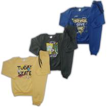 Kit 3 Conjuntos Infantil Menino Moletom Roupas Frio Inverno