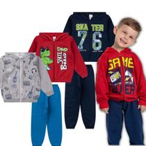 Kit 3 Conjuntos Infantil Menino Moletom Roupas Frio Inverno