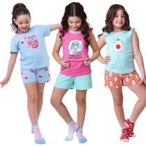 Kit 3 Conjuntos Infantis Menino ou Menina Conforto, Pijamas todas as estações Inverno ou Verão