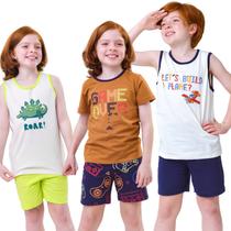 Kit 3 Conjuntos Infantis Menino ou Menina Conforto, Pijamas todas as estações Inverno ou Verão