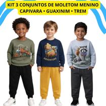 Kit 3 Conjuntos Inverno Infantil Kyly Moletom algodão p ao g tamanho:GCOR:3 CONJUNTOS