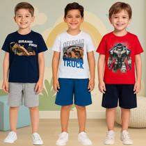 Kit 3 Conjuntos Kyly Infantil Menino Verão Regata e Bermuda Kit 3 Conjuntos Kyly Infantil Menino Verão Regata e Bermuda