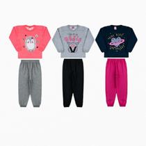Kit 3 Conjuntos Moletom Infantil Feminino Inverno