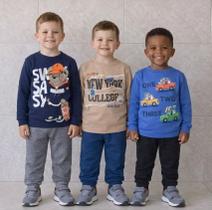 Kit 3 Conjuntos Moletom Infantil Inverno Menino Sem Capuz120