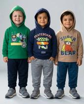 Kit 3 Conjuntos Moletom Inverno Infantil Menino Com Capuz150