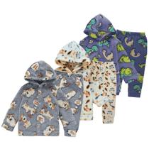 Kit 3 Conjuntos Moletom Soft Bebê Inverno Feminino Masculino