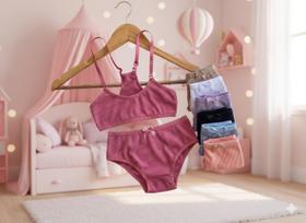 Kit 3 Conjuntos Paty Calcinha E Sutiã Infantil menina Suede Mavique P ao GG Kit 3 Conjuntos Paty Calcinha E Sutiã Infantil menina Suede Mavique P ao GG