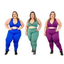 Kit 3 Conjuntos Plus Size de Academia Top e Legging Fitness