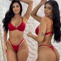 Kit 3 Conjuntos Sem Bojo Sem Ferrinho Regulagem Calcinha Fio String