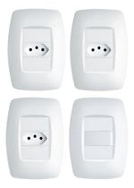 Kit 3 Conjuntos Tomada 10A e 1 Interruptor Simples Elegance