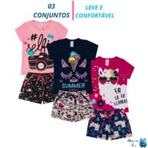 Kit 3 Conjuntos Verão Menina Kit 3 Conjuntos Verão Menina