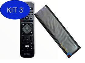 Kit 3 Controle Para Tv Philips Urmt42Jhg008 / 500 Series + Capa